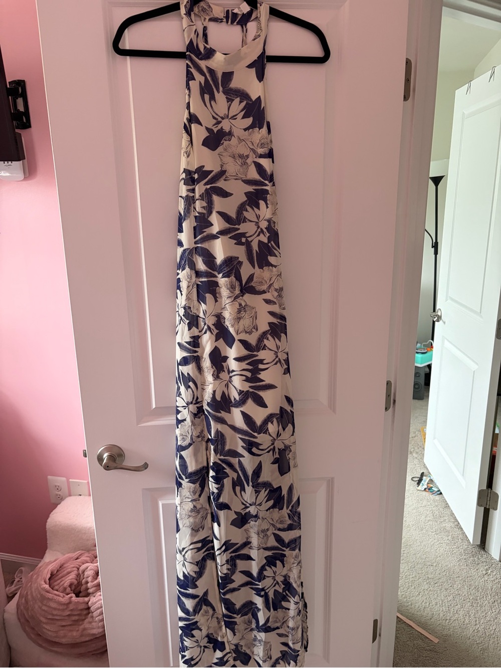 Stella Luce Navy and Cream Floral Halter Dress